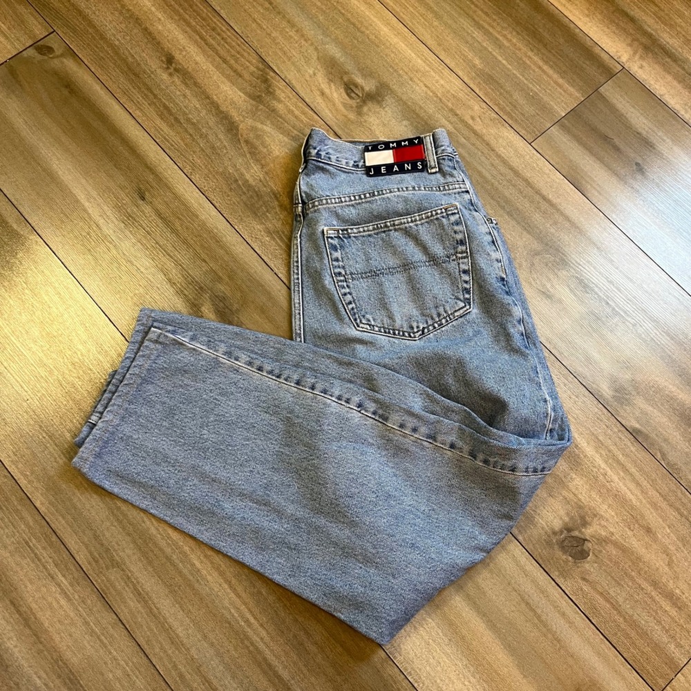Tommy Jeans Mens 34x30 Vintage 90s Baggy Light Wash Denim Blue Jeans